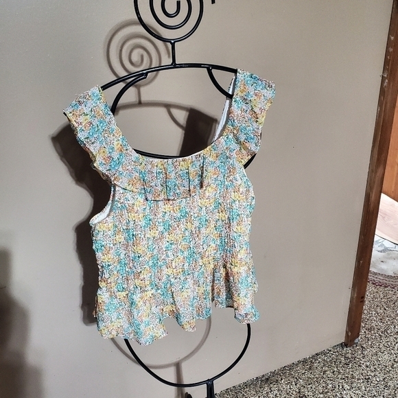 LC Lauren Conrad Colorful Stretch Sz. XL Sleeveless Fringed Tank Top - Picture 2 of 6